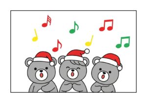 くまの合唱団ぬりえイラストの塗り絵イラスト カラー見本（無料・印刷OK）
