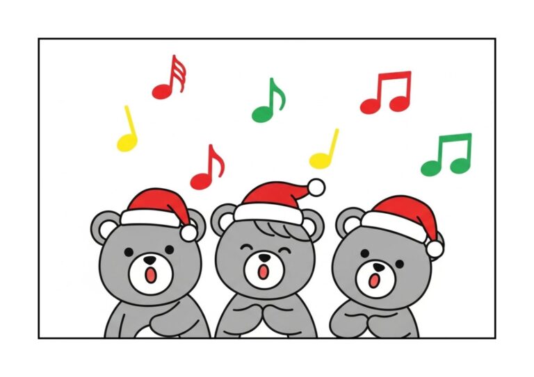 くまの合唱団ぬりえイラストの塗り絵イラスト