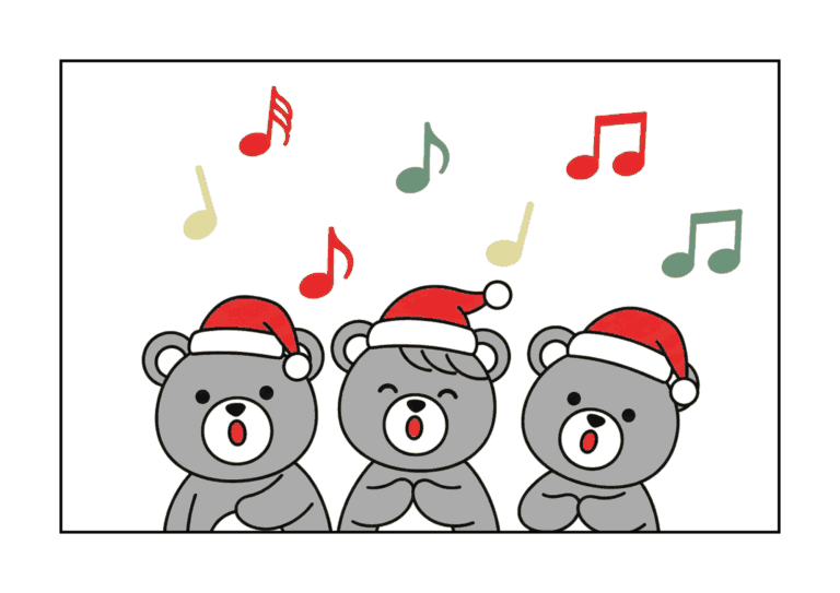 くまの合唱団ぬりえイラストの塗り絵イラスト
