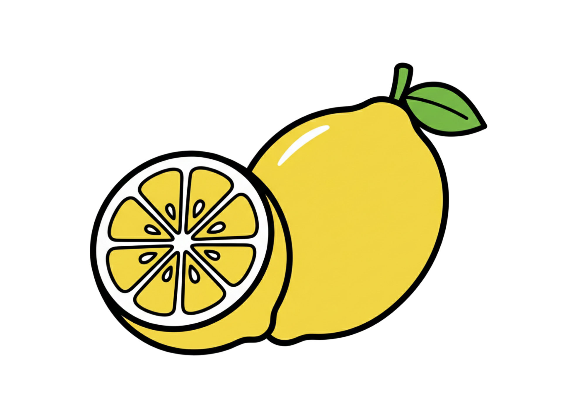 レモンの塗り絵イラスト
