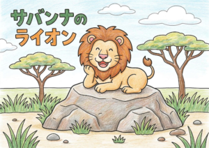 サバンナのライオンの塗り絵イラスト