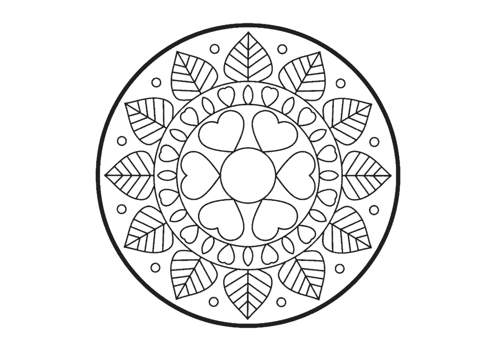 秋色曼荼羅のぬり絵イラストの塗り絵 白黒 無料ダウンロード 印刷用