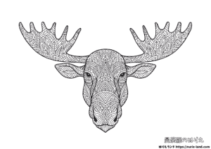 ヘラジカの曼荼羅塗り絵｜堂々たる角を美しく描く｜大人向け無料ダウンロード