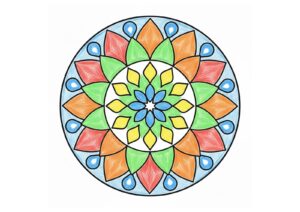初心者向け曼荼羅の塗り絵イラスト カラー見本（無料・印刷OK）