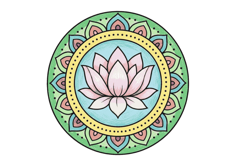 蓮の曼荼羅の塗り絵イラスト