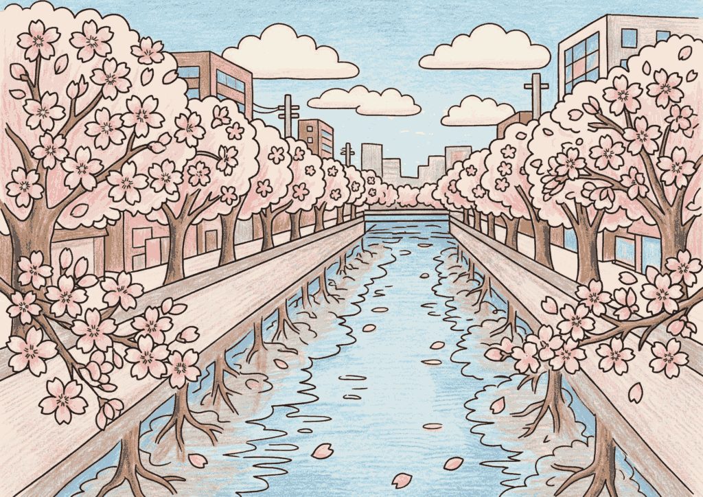meguro gawa sakura cherry blossom nurie color 20260327