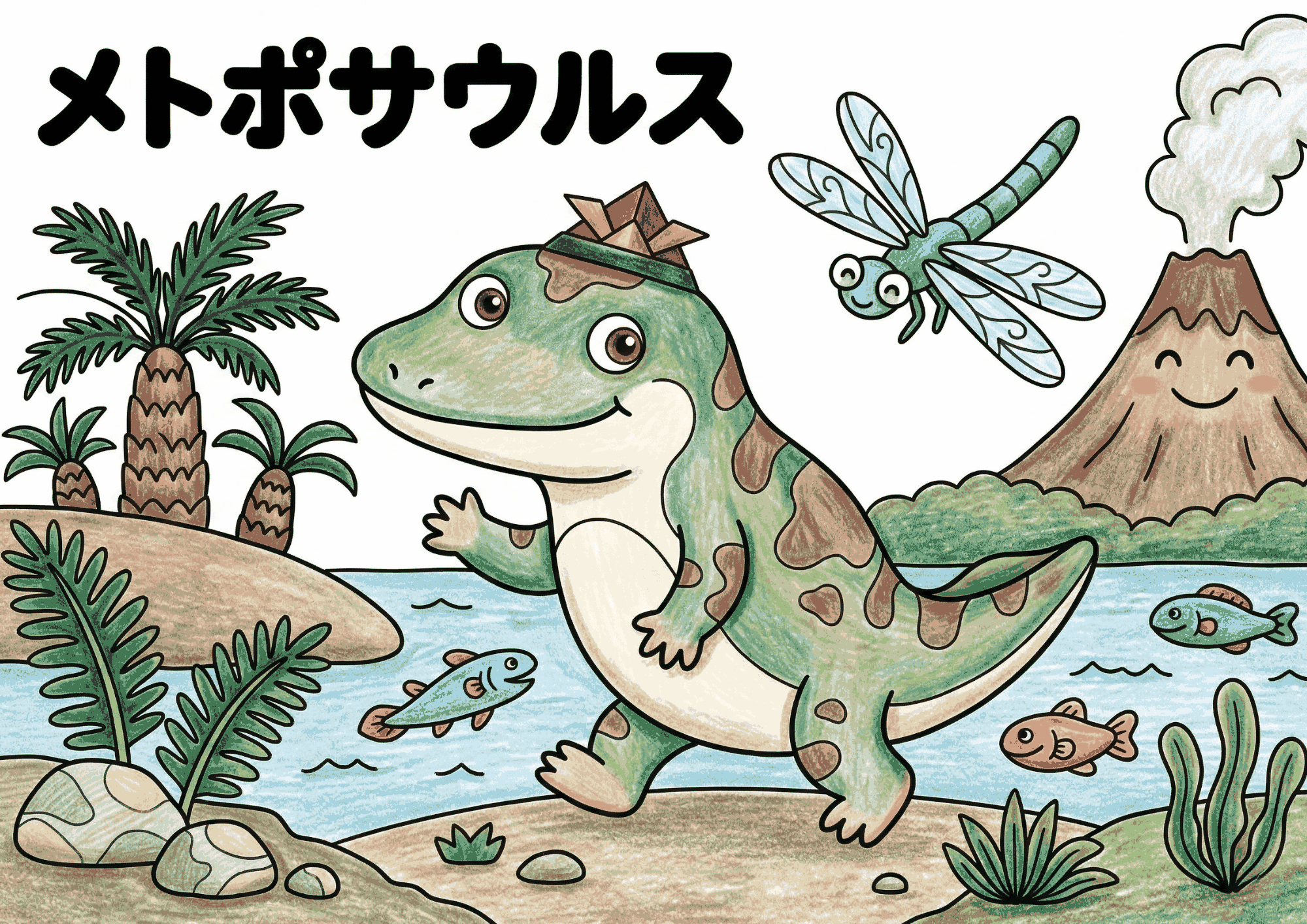 メトポサウルスの塗り絵イラスト 無料ダウンロード 恐竜 古代生物 フリー画像素材