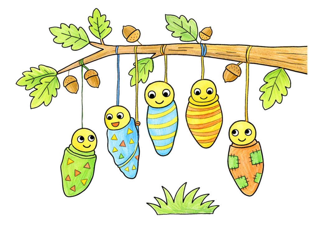 みのむし（蓑虫）の塗り絵イラスト