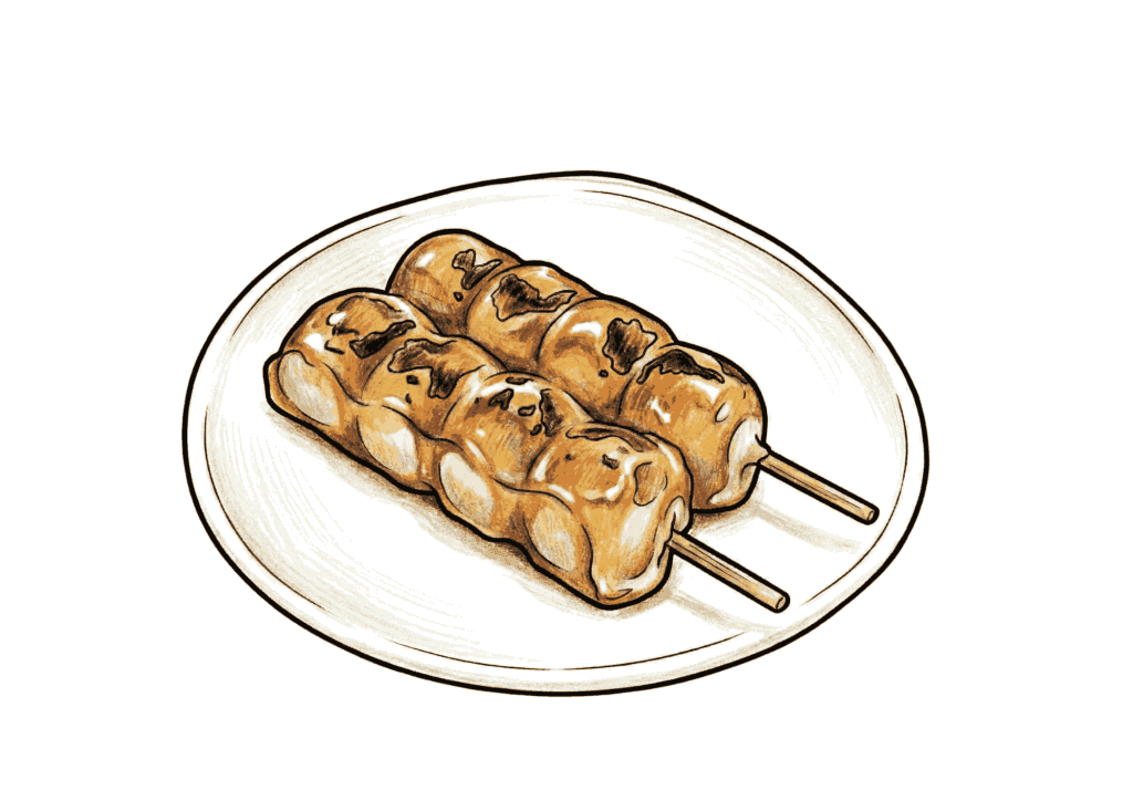 みたらし団子の塗り絵イラスト｜和菓子レク素材｜高齢者向け無料ダウンロード