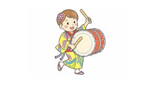 盛岡さんさ踊りの塗り絵イラスト カラー見本（無料・印刷OK）