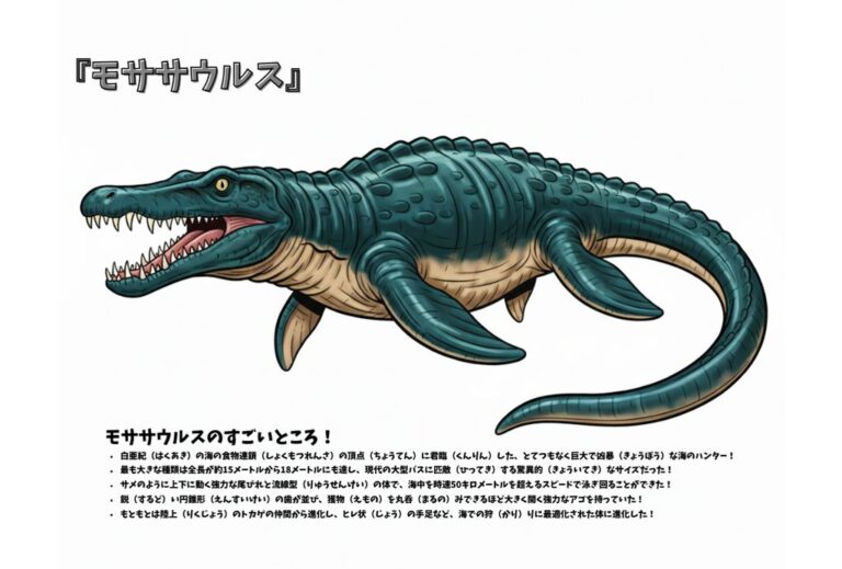 モササウルスの塗り絵 カラー見本 無料ダウンロード