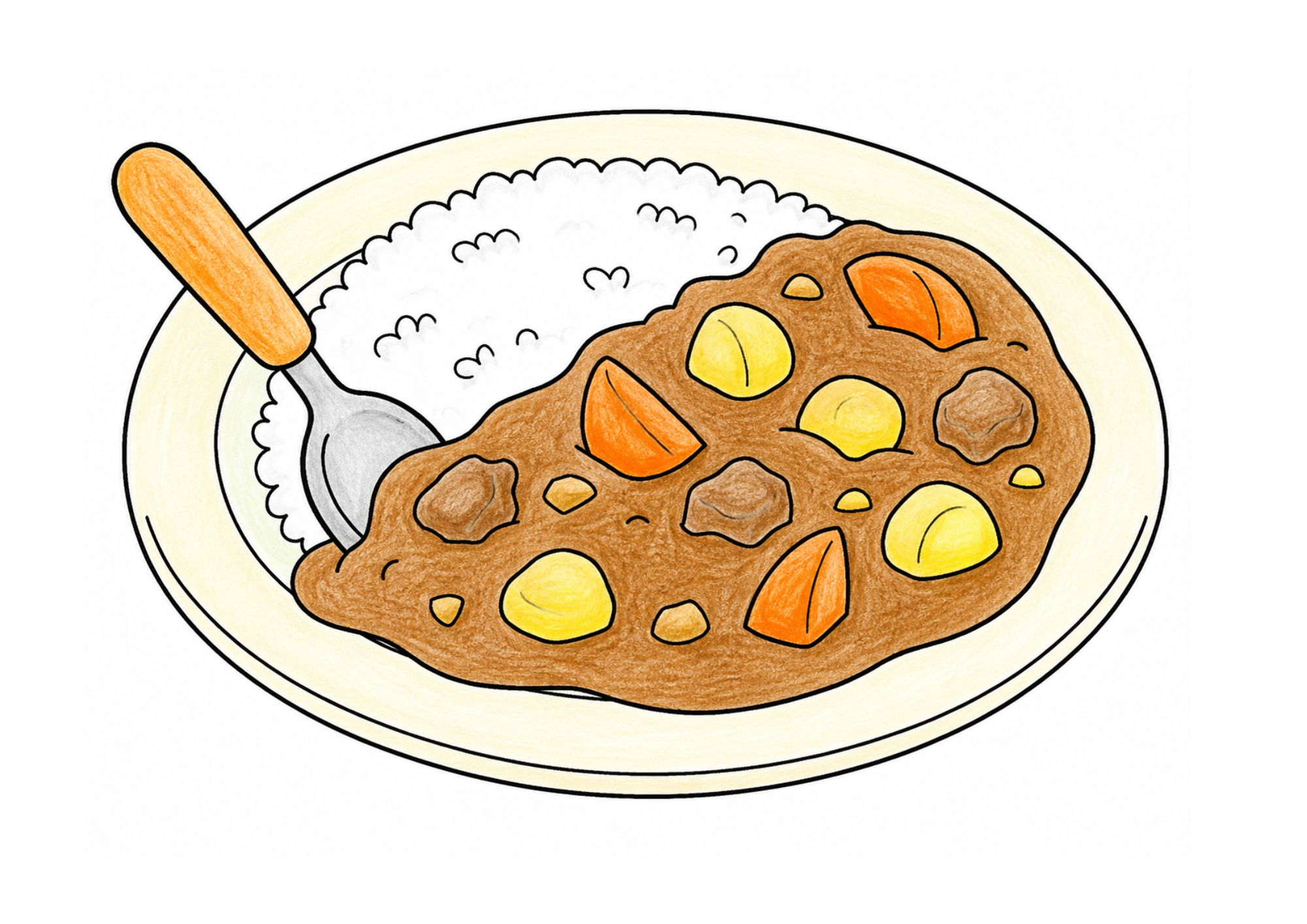 カレーを作るお母さんの塗り絵 カラー見本