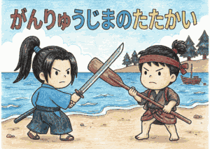 宮本武蔵の子供向け塗り絵イラスト無料ダウンロード用フリー画像素材