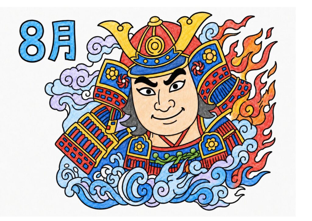 ねぷたの塗り絵イラスト カラー見本（無料・印刷OK）