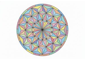 着物柄の無料ぬりえイラストの塗り絵イラスト カラー見本（無料・印刷OK）