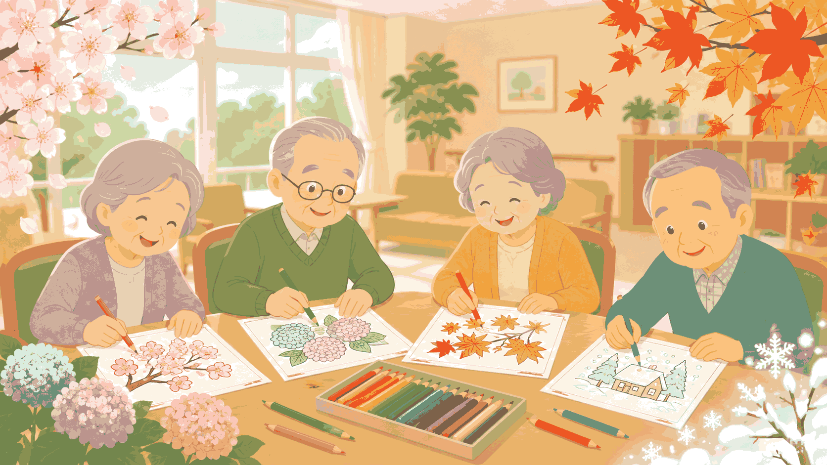 デイサービスで使える塗り絵プリント無料 季節別難易度別まとめ