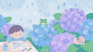 梅雨の塗り絵プリント無料 あじさいカエルかたつむり 幼児小学生向け