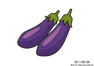 なすの塗り絵イラスト カラー見本（無料・印刷OK）