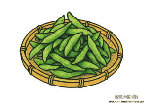 枝豆の塗り絵｜夏の旬野菜を丁寧に彩ろう｜高齢者向け見本付き無料ダウンロード