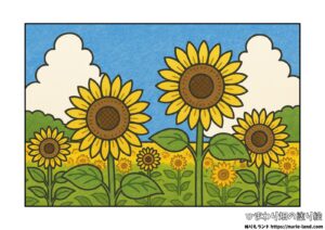 8月の塗り絵イラスト カラー見本（無料・印刷OK）