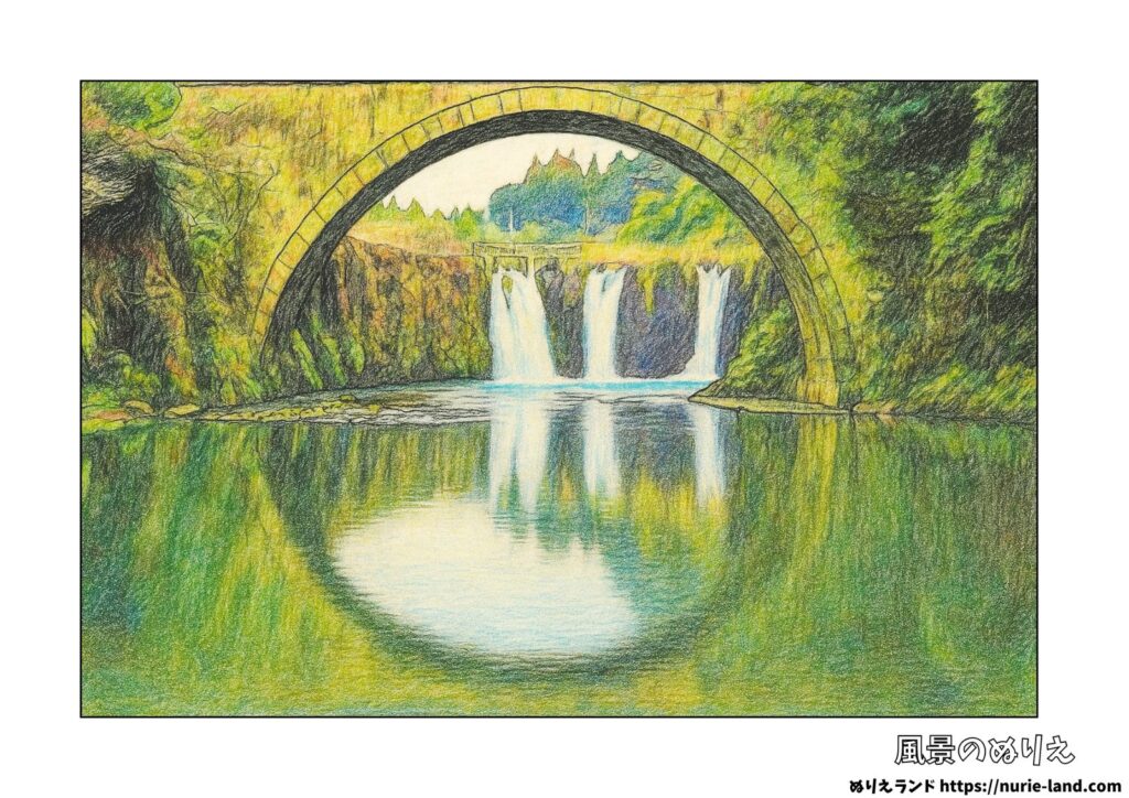 鹿児島の名所・金山橋の塗り絵イラスト カラー見本（無料・印刷OK）