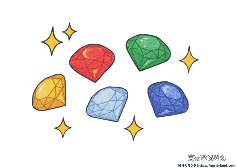 宝石の塗り絵イラスト