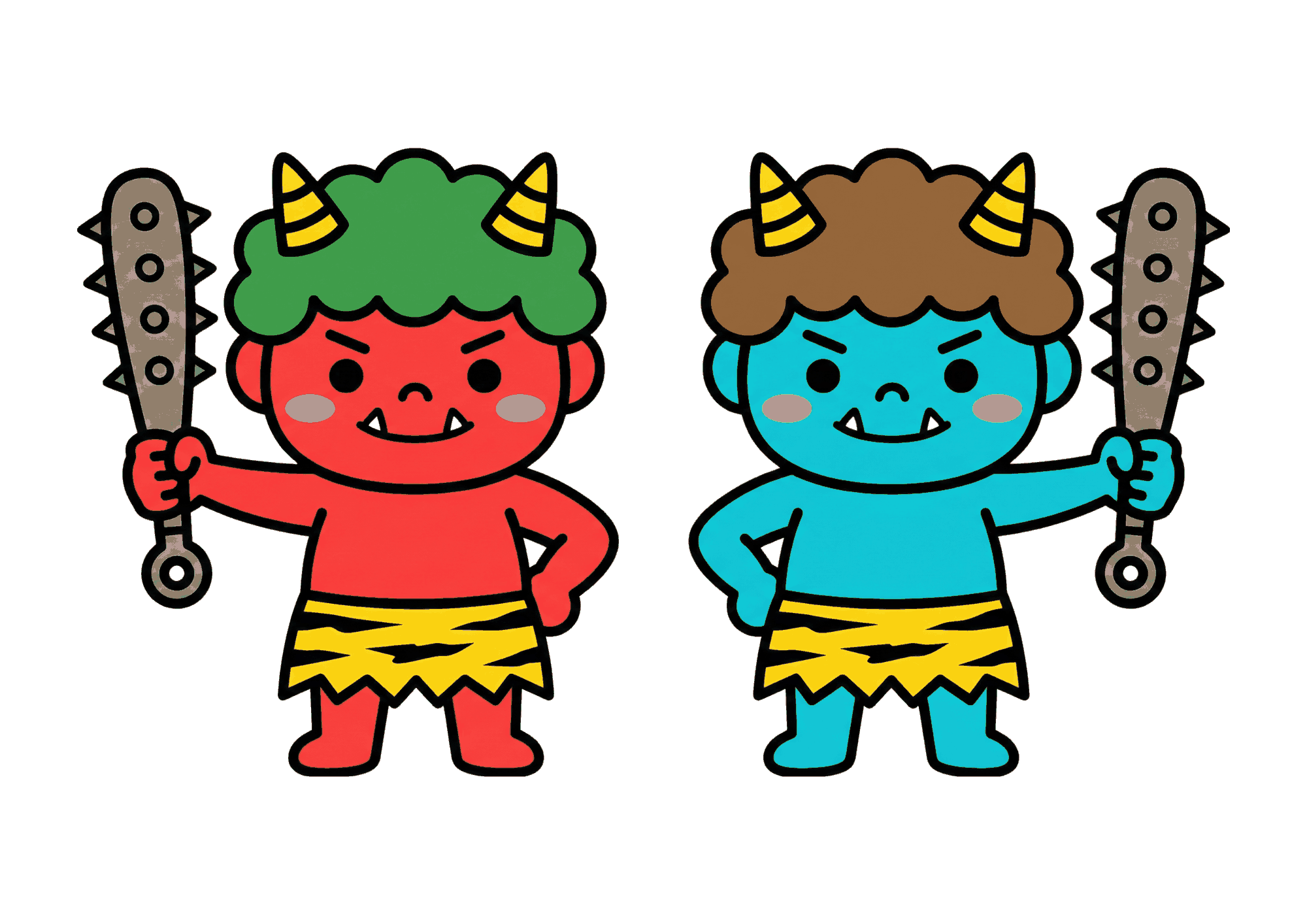 かわいい鬼の塗り絵イラスト|子供向け節分素材|無料ダウンロード|塗り絵イラスト|フリー画像|素材