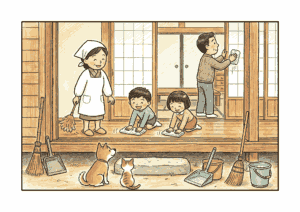 年末の大掃除のイラスト｜無料ダウンロード｜塗り絵｜フリー画像｜素材