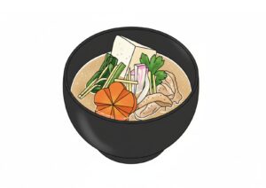 正月料理お雑煮の塗り絵イラスト カラー見本（無料・印刷OK）
