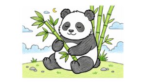 かわいいパンダの塗り絵イラスト カラー見本（無料・印刷OK）