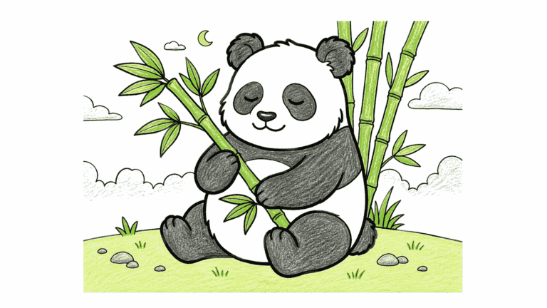 かわいいパンダの塗り絵
