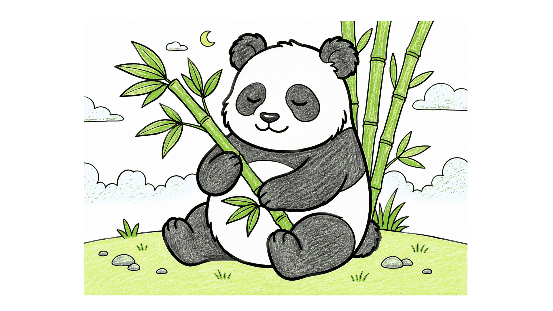 かわいいパンダの塗り絵｜無料でダウンロード・印刷OK