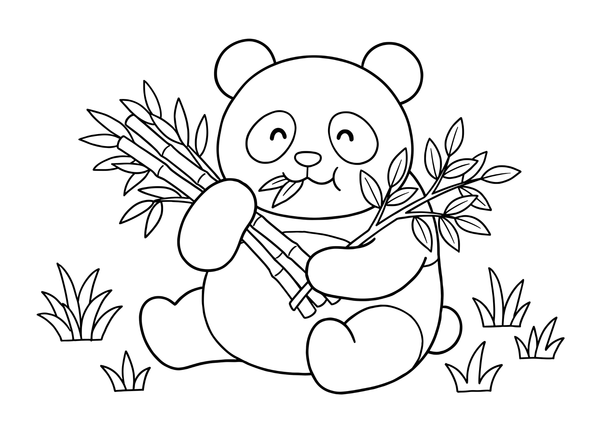 パンダの塗り絵 白黒