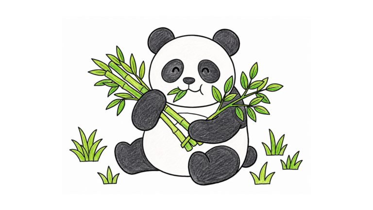 笹を食べるパンダの塗り絵