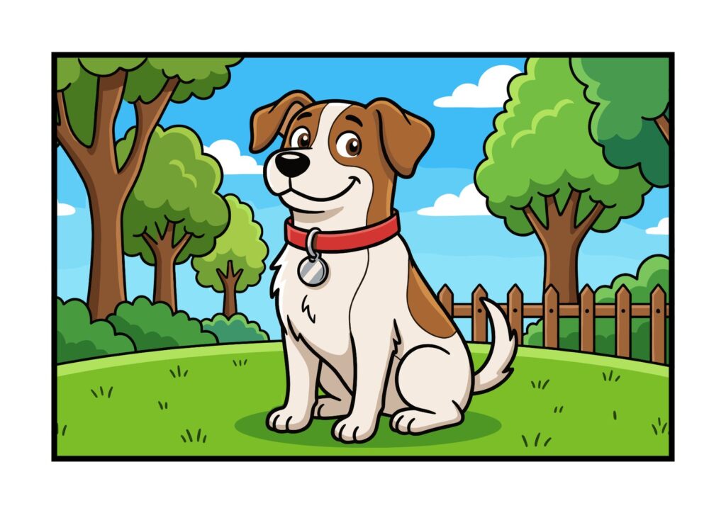 犬のぬりえイラストの塗り絵イラスト カラー見本（無料・印刷OK）