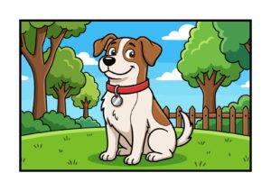 犬のぬりえイラストの塗り絵イラスト カラー見本（無料・印刷OK）