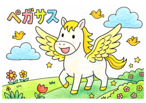 ペガサスの塗り絵イラスト