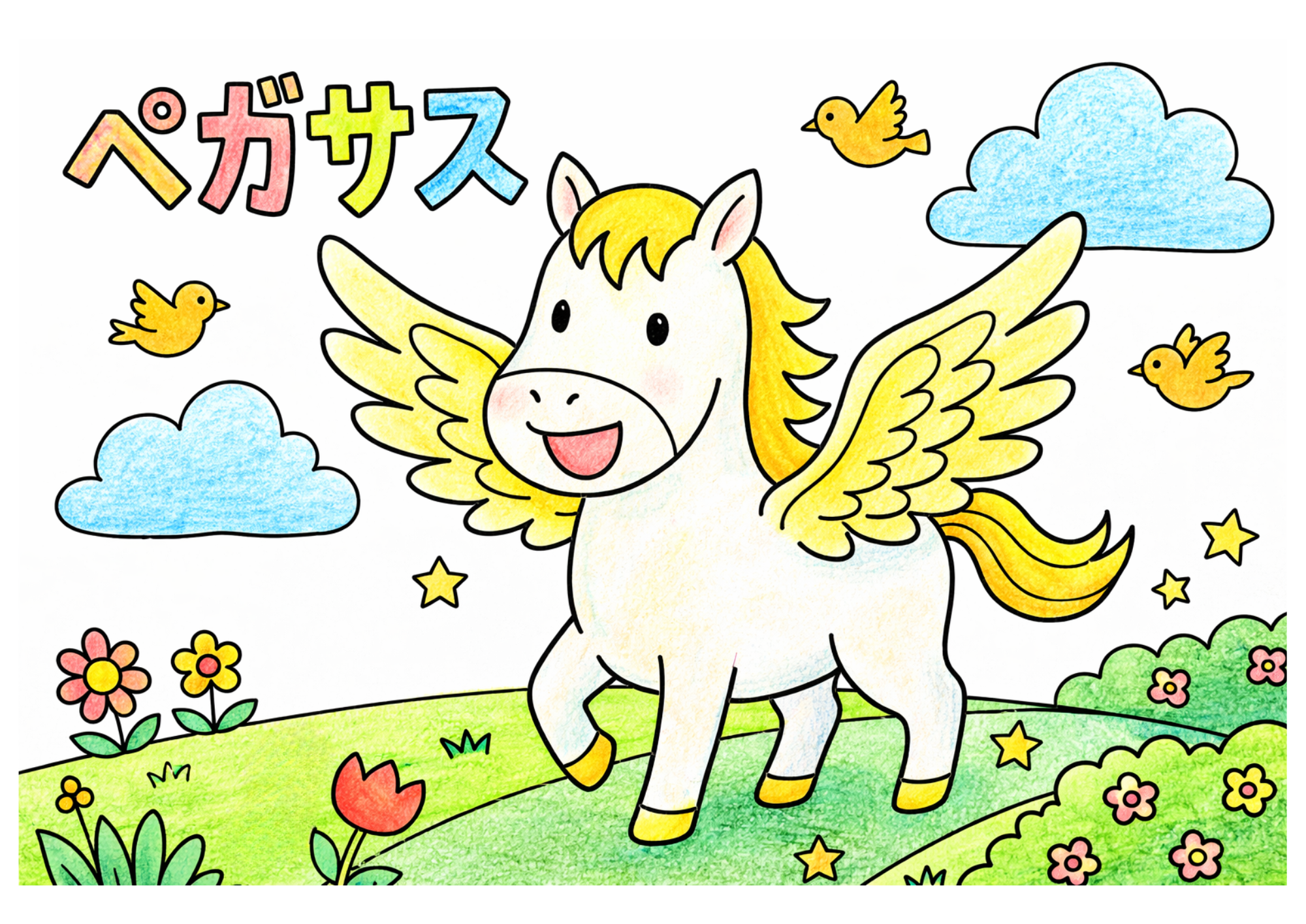 ペガサスの塗り絵イラスト