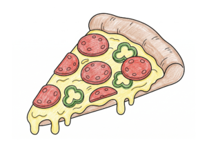 ピザ（カット）の塗り絵イラスト