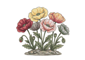 ポピーの花の塗り絵イラスト 無料ダウンロード 春の花 フリー画像素材 高齢者向け