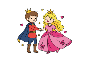 王子とお姫様の塗り絵イラスト