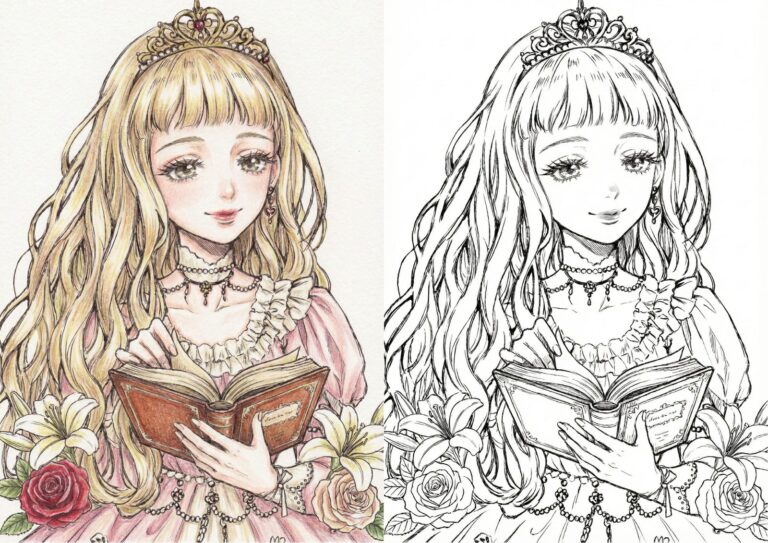 プリンセスの塗り絵イラスト