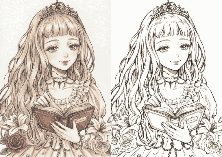 プリンセスの塗り絵イラスト