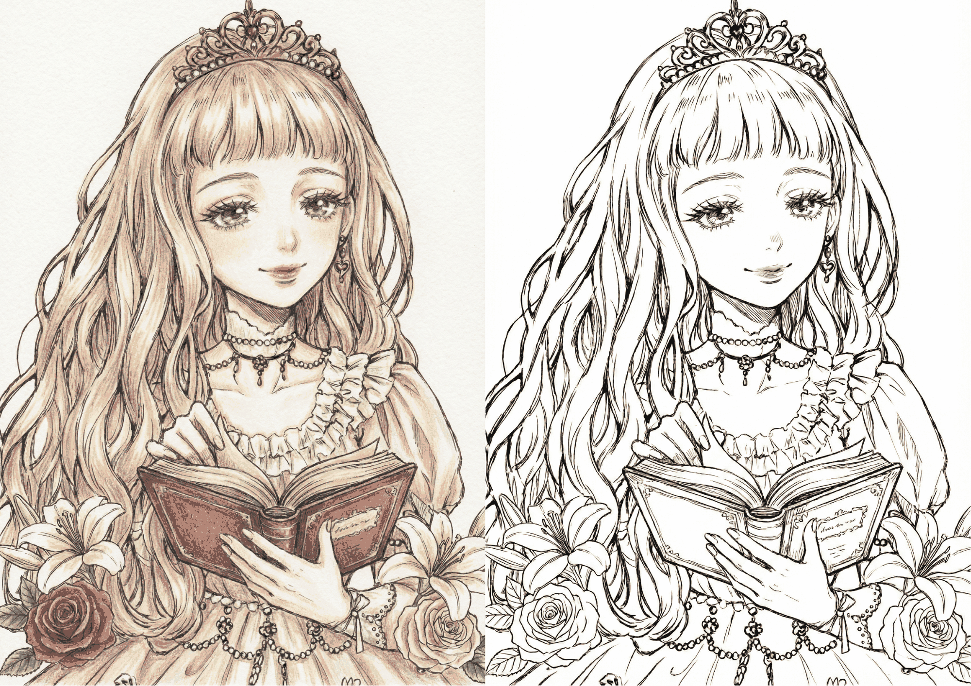 プリンセスの塗り絵イラスト｜子供向け 無料ダウンロード（塗り絵フリー画像素材）