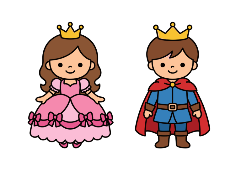 かわいいプリンセスと王子の塗り絵