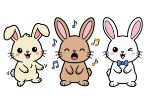 うさぎのダンスの塗り絵イラスト