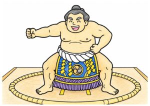 力士（お相撲さん）の塗り絵イラスト カラー見本（無料・印刷OK）