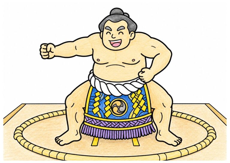 力士（お相撲さん）の塗り絵イラスト