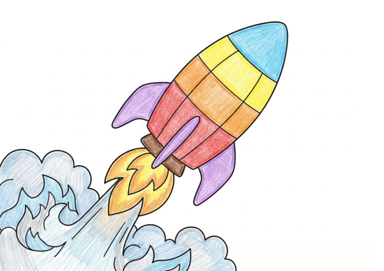 ロケットの塗り絵