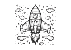 かわいいロケットの塗り絵